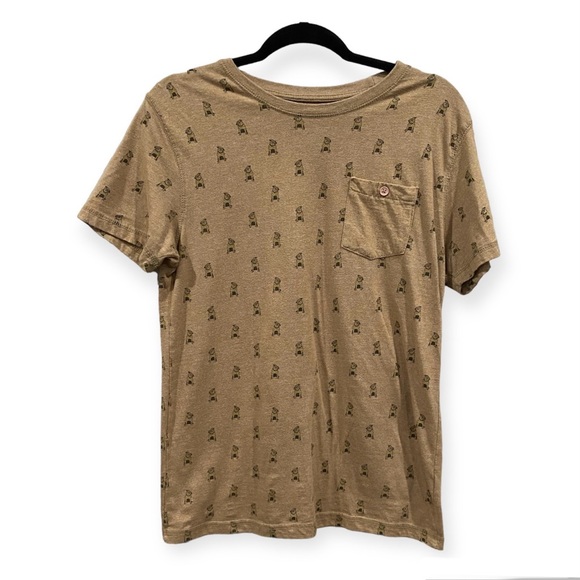 Creative Destruction Allover Pug Print T-Shirt Unisex Brown Pocket Medium - Picture 1 of 7